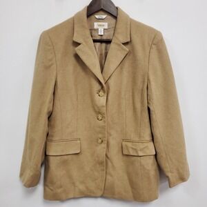 Talbots Womens Camel Hair Blazer Size 12 Tan Business Professional Formal Career